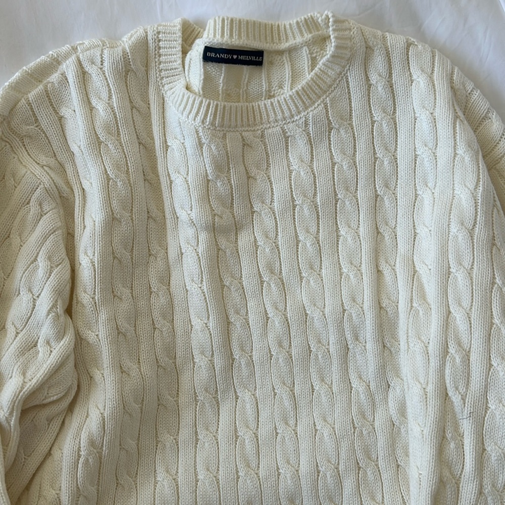 Brandy Melville white/cream sweater CABLE sweater